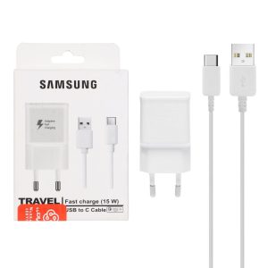  شارژر دیواری سامسونگ فست تک پورت به همراه کابل تایپ سی   Samsung Fast Charger 15W Type-C