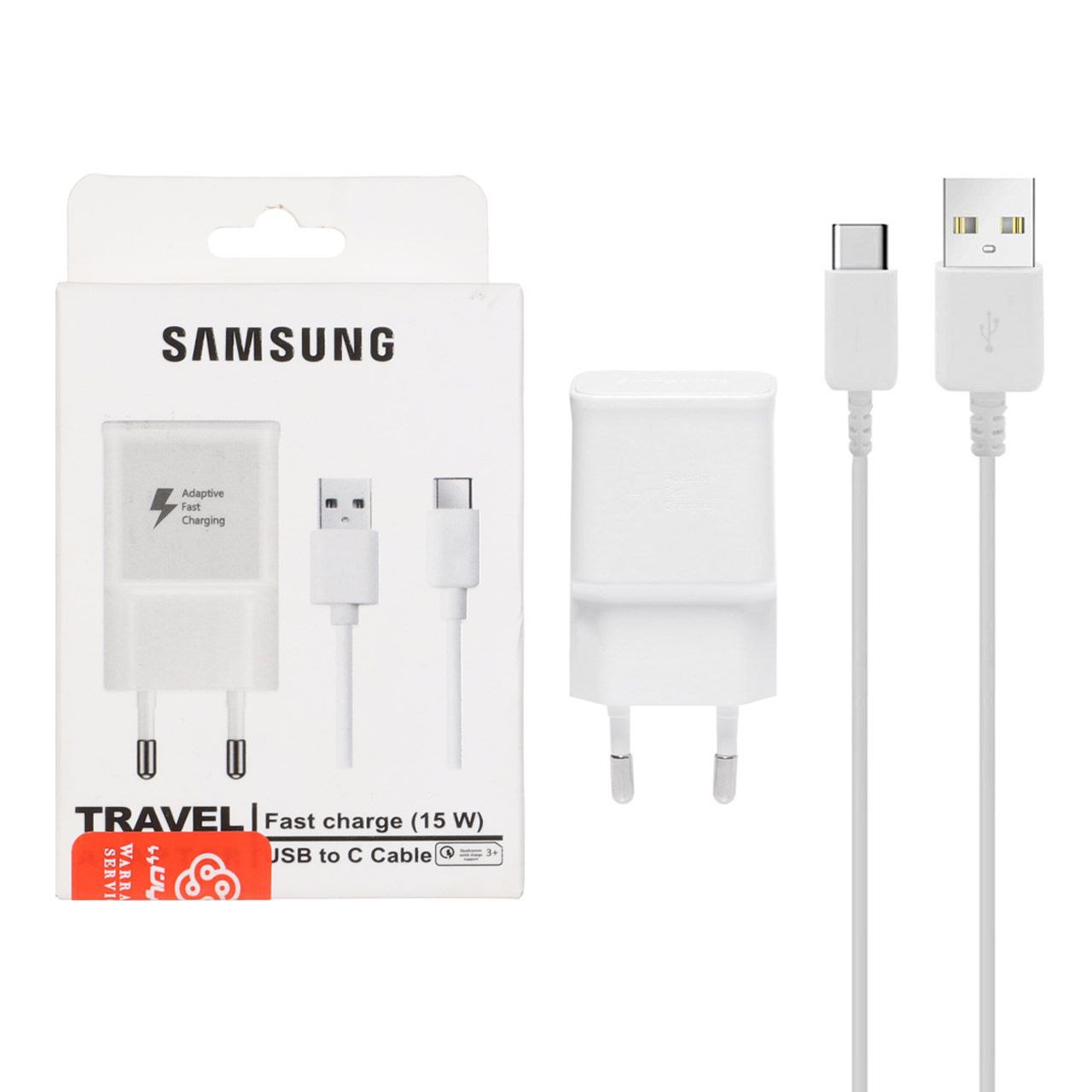  شارژر دیواری سامسونگ فست تک پورت به همراه کابل تایپ سی  Samsung Fast Charger 15W Type-C